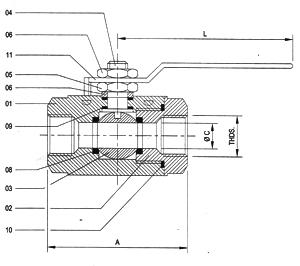 Ball Valve-Single Piece Screwed End
