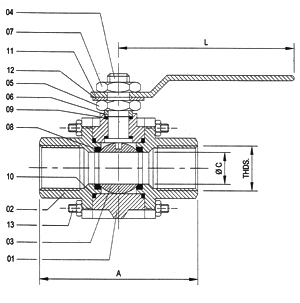 Ball Valve-Three Piece Screwed End
